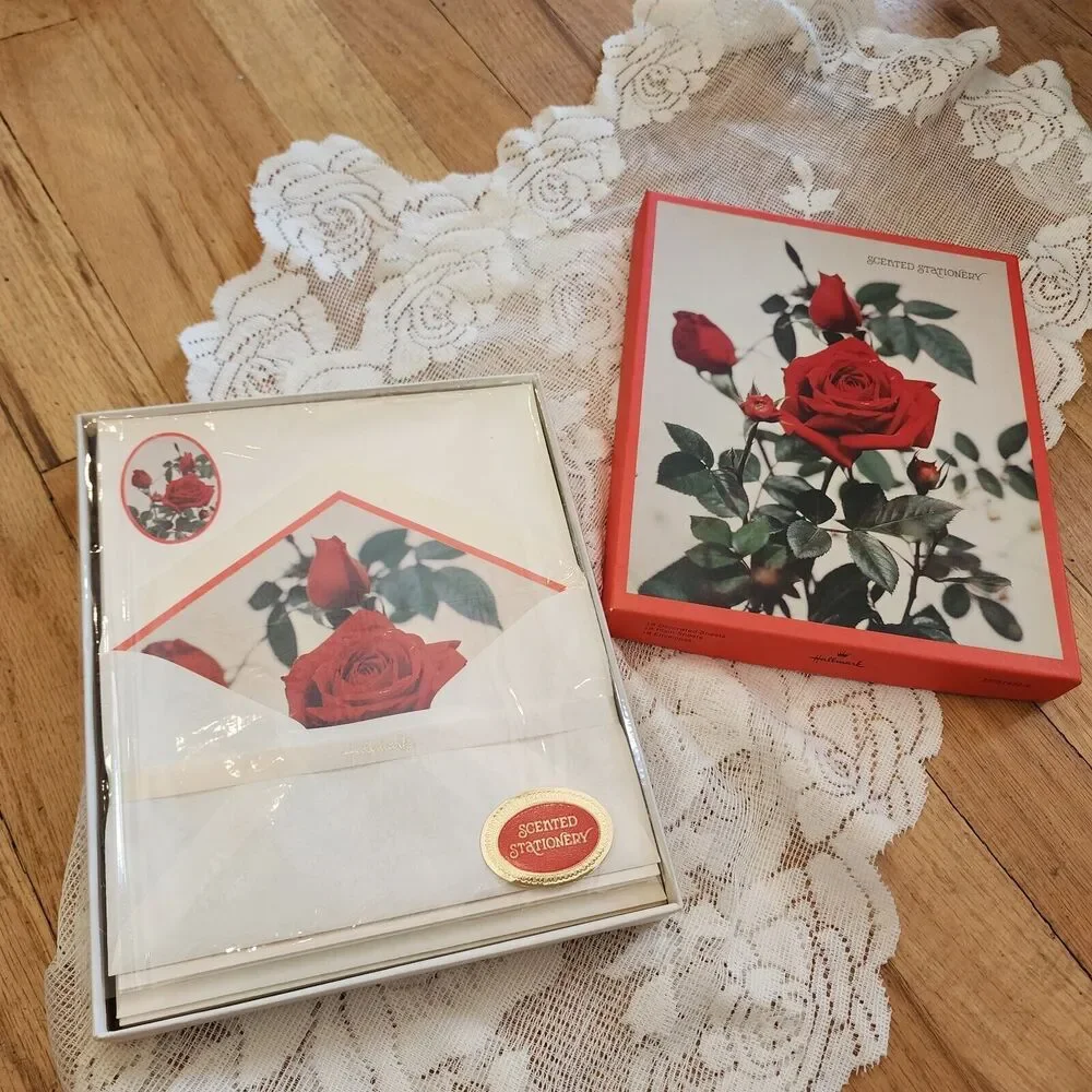 Vintage Hallmark Stationery Rose NOS NEW